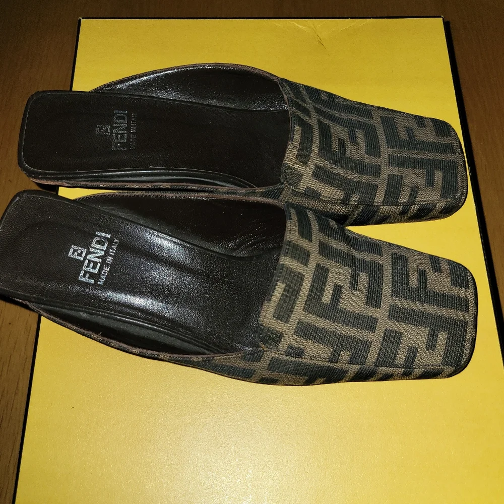 FENDI Zucca Mules w kitten heels, EU 37 - Picture 9 of 10